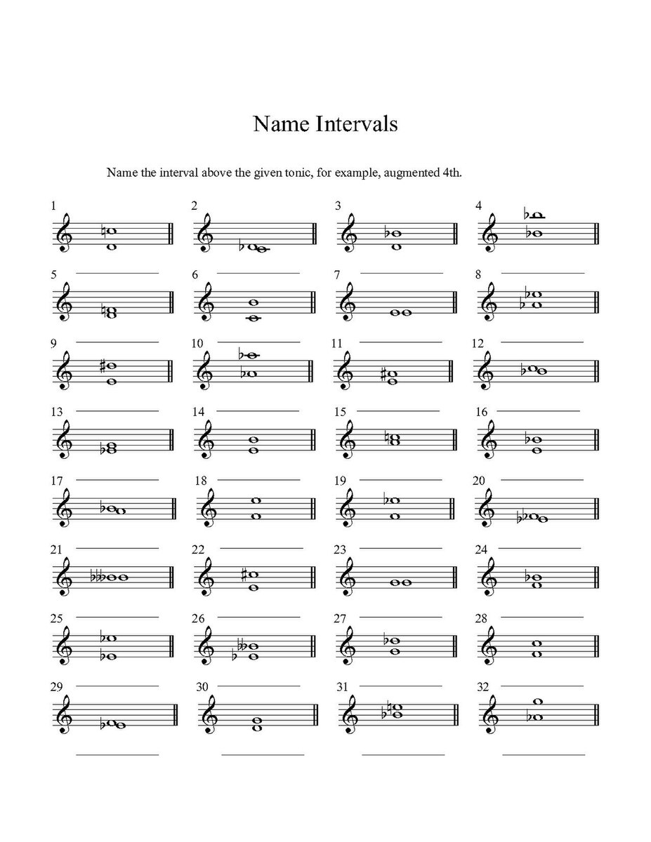 Music Building Interval Quiz Printable