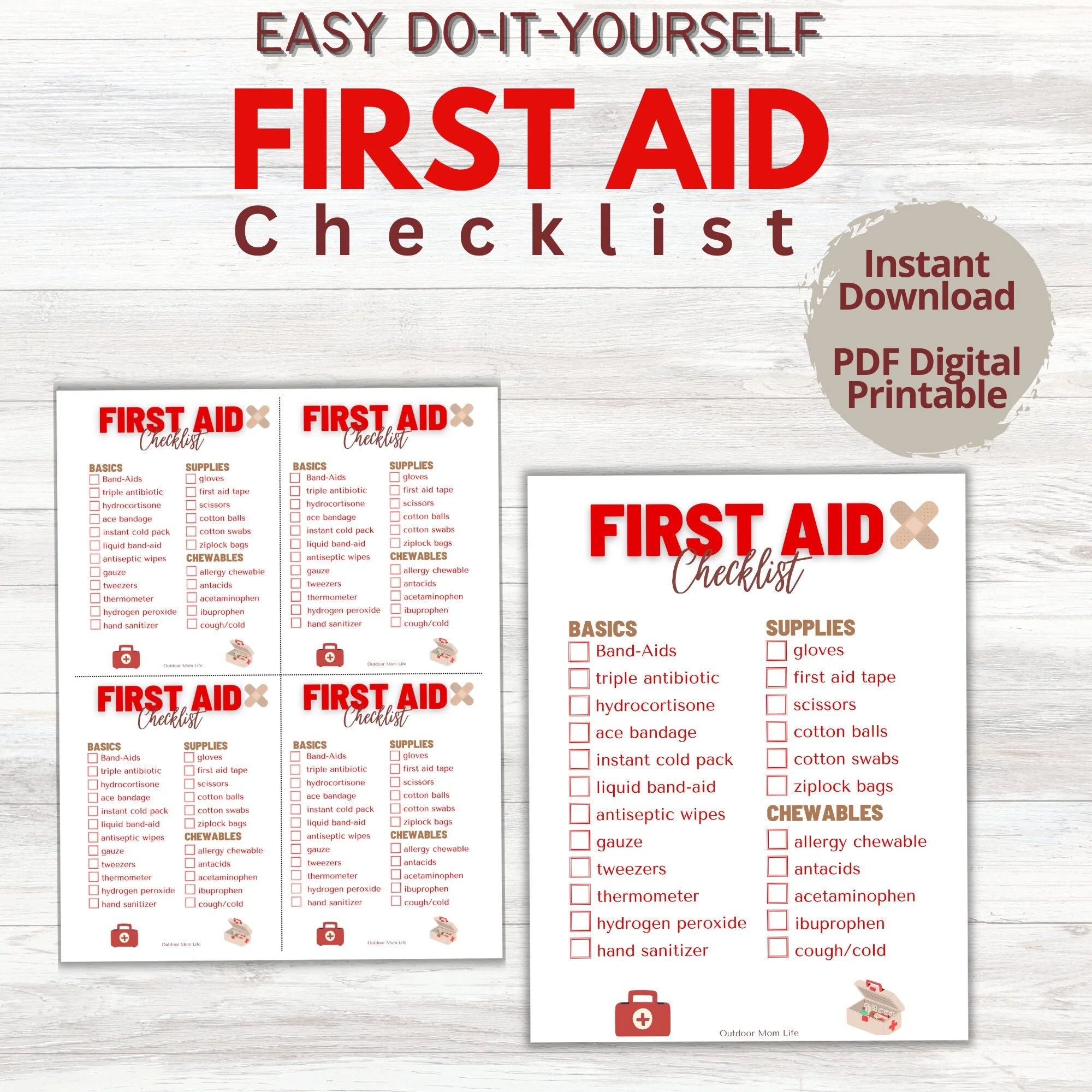 FIRST AID CHECKLIST First Aid Kit Outdoor First aid Supply 