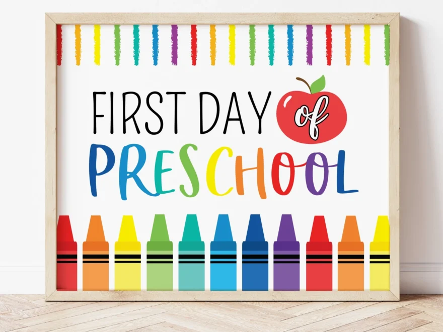 First Day Preschool Sign Printable Back To School Signs Ollie