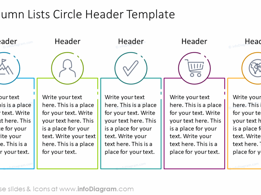 Five Column List Circle Header Template