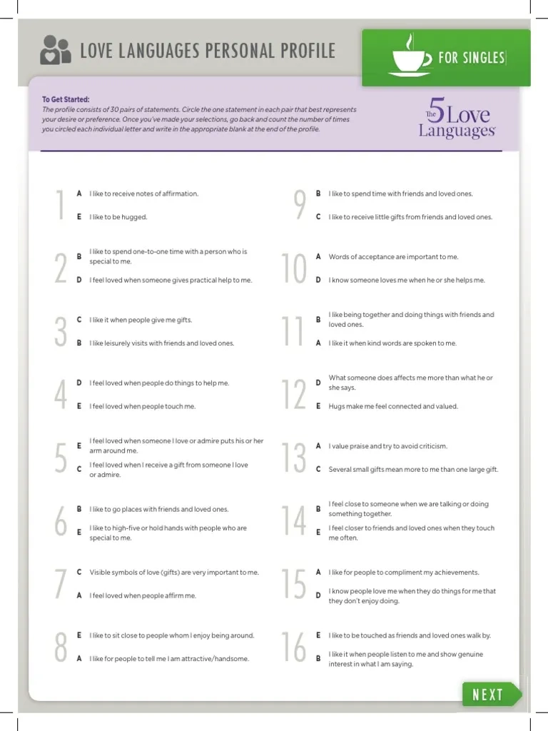 Five Love Languages Quiz PDF