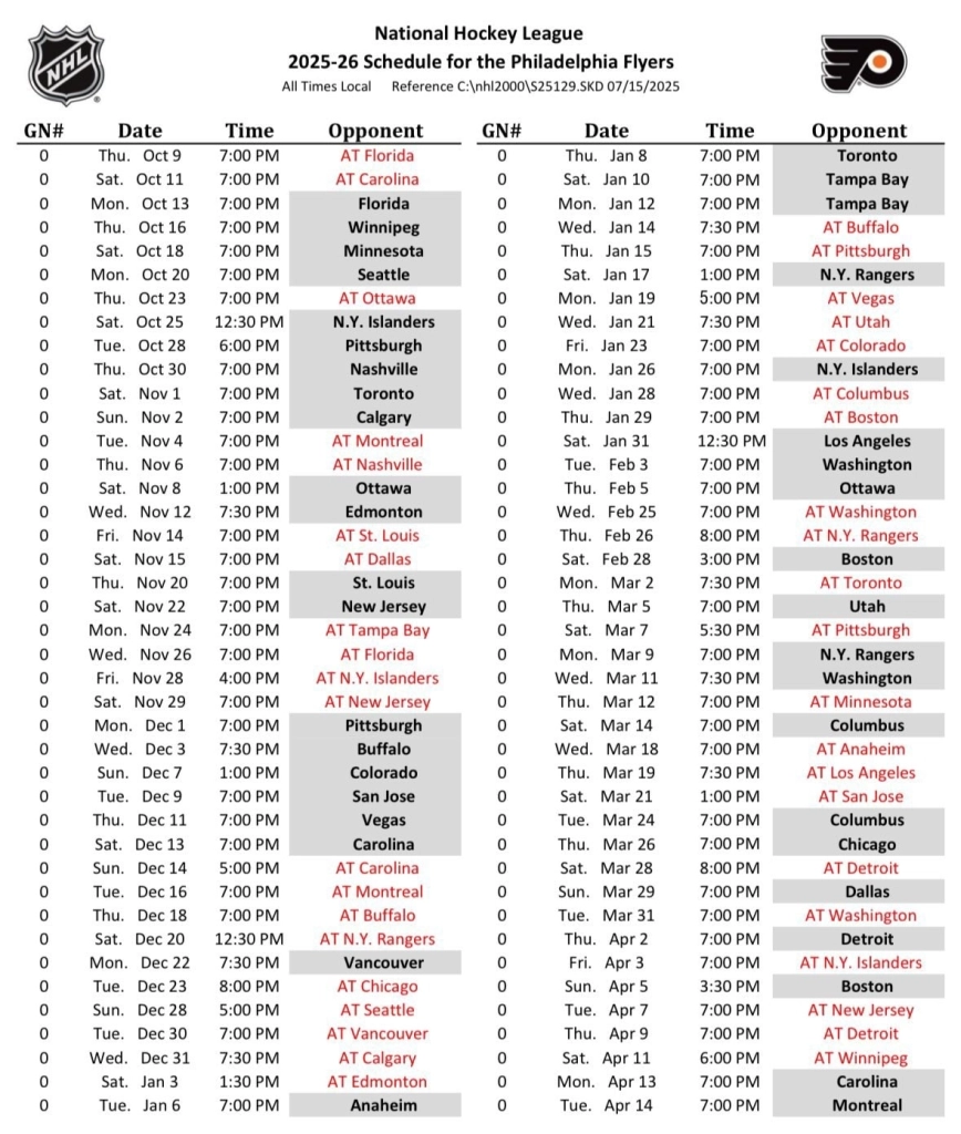 Flyers Drop 2025 26 Schedule Tough Start No Black Friday Home Flyers Drop 2025 26 Schedule Tough Start No Black Friday Home