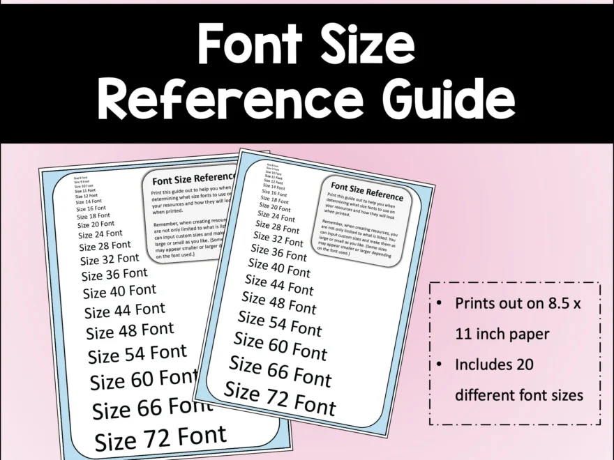 Font Size Reference Guide For Resources And Documents
