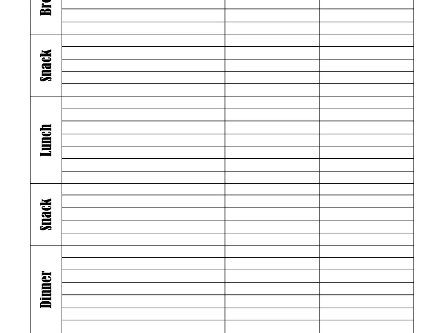 Food Diary Template Free Printable Track Food And Water Intake
