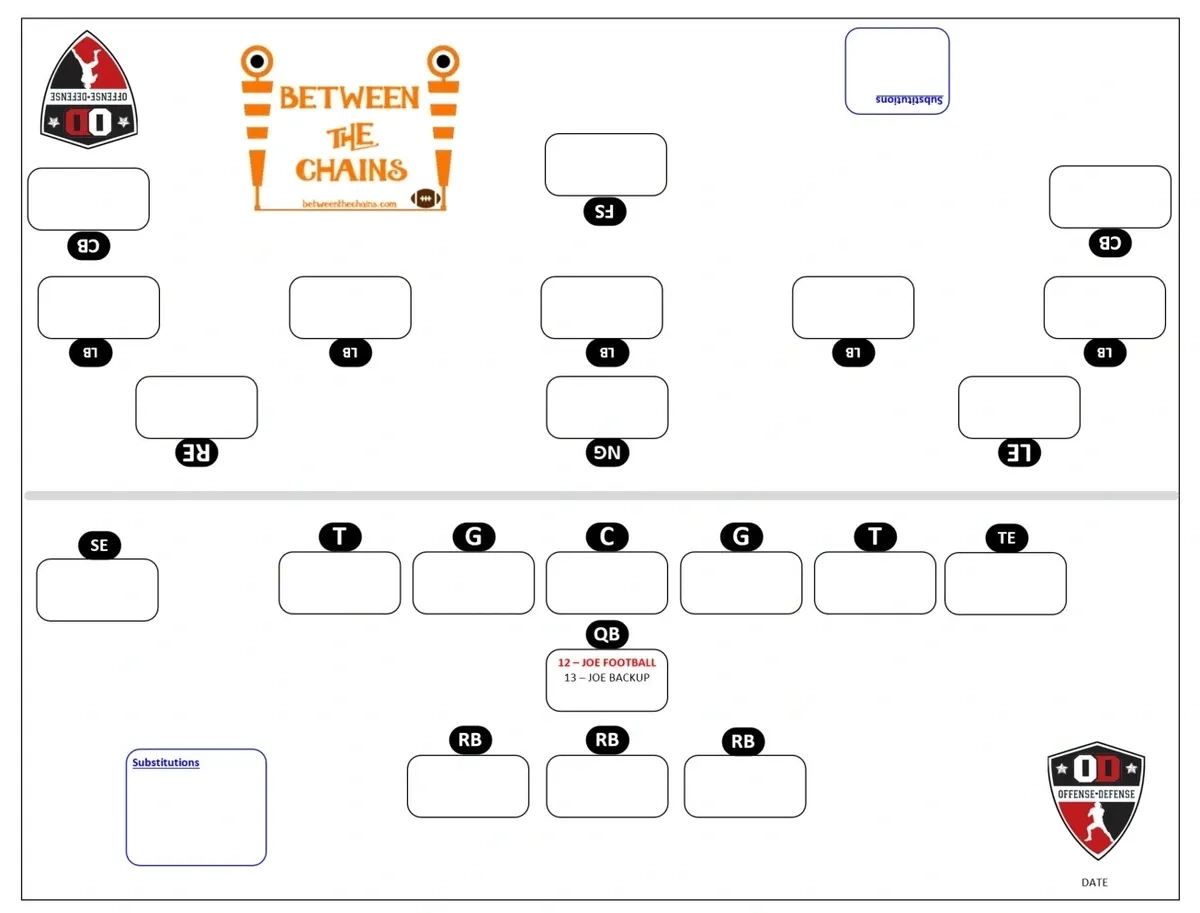 Printable Nfl Depth Chart Football Template Printable Nfl Depth Chart Football Template