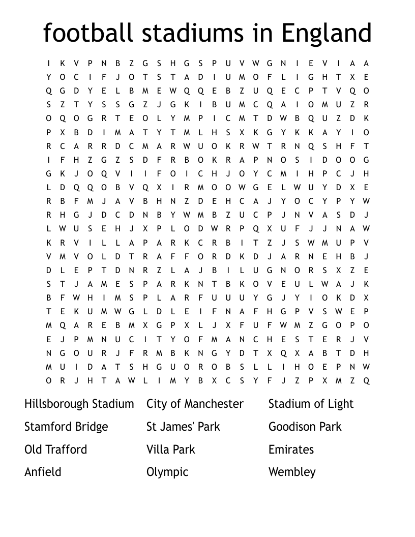 Football Stadium Quiz Printable