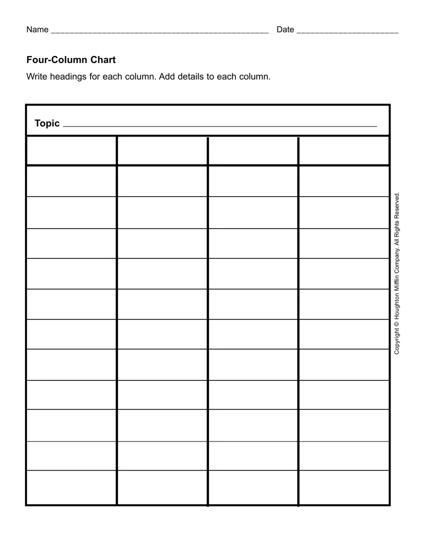 four column chart blank fill out printable pdf forms online