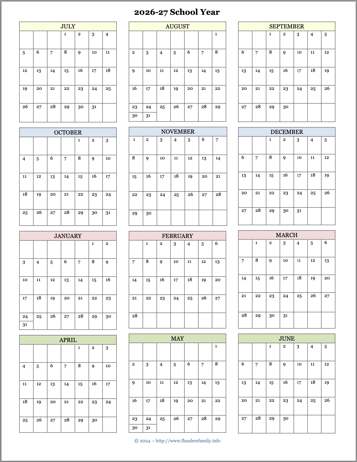 Printable School Planner Book 2026