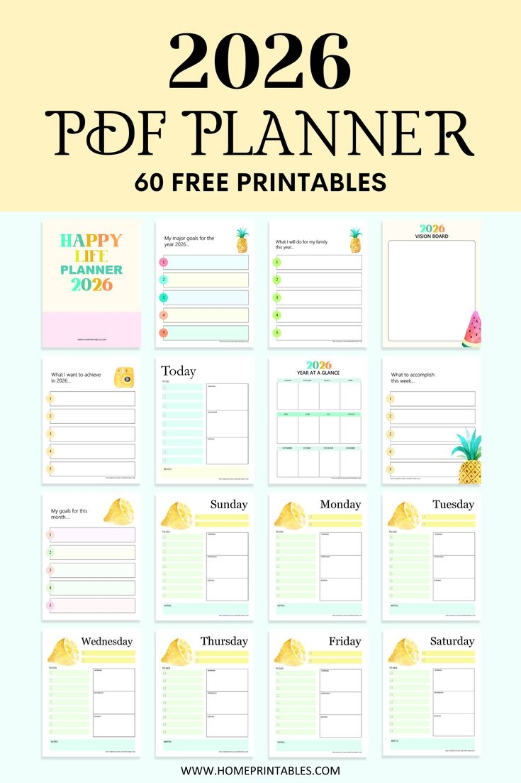 Free 2026 Planner 60 Beautiful PDF Templates 