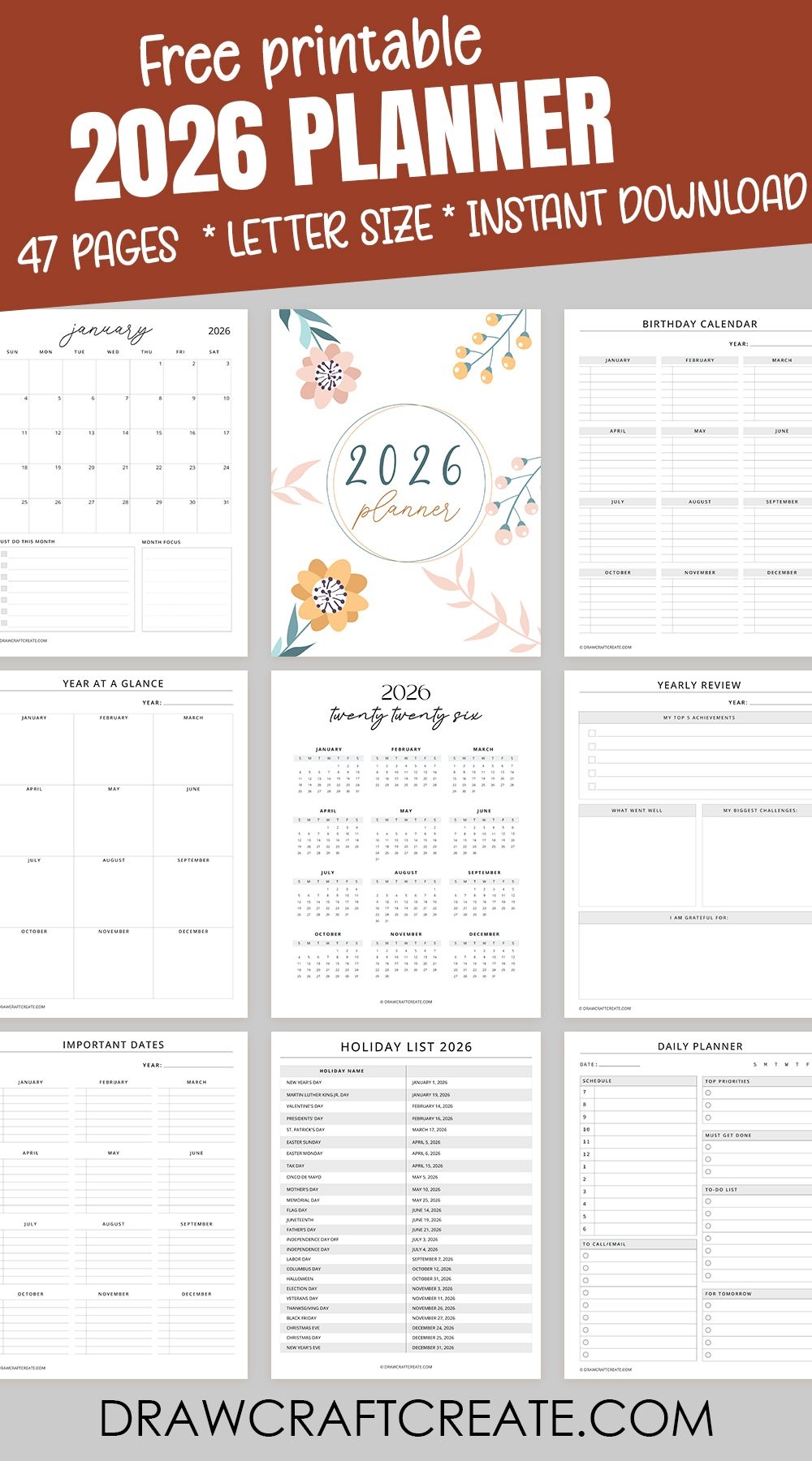Fee Planner Printables 2026