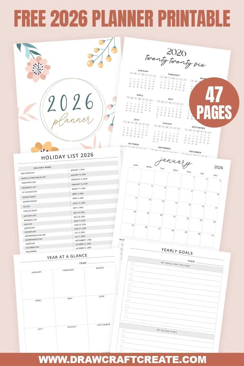 Free 2026 Planner Printable 47 Pages Draw Craft Create Free 2026 Planner Printable 47 Pages Draw Craft Create