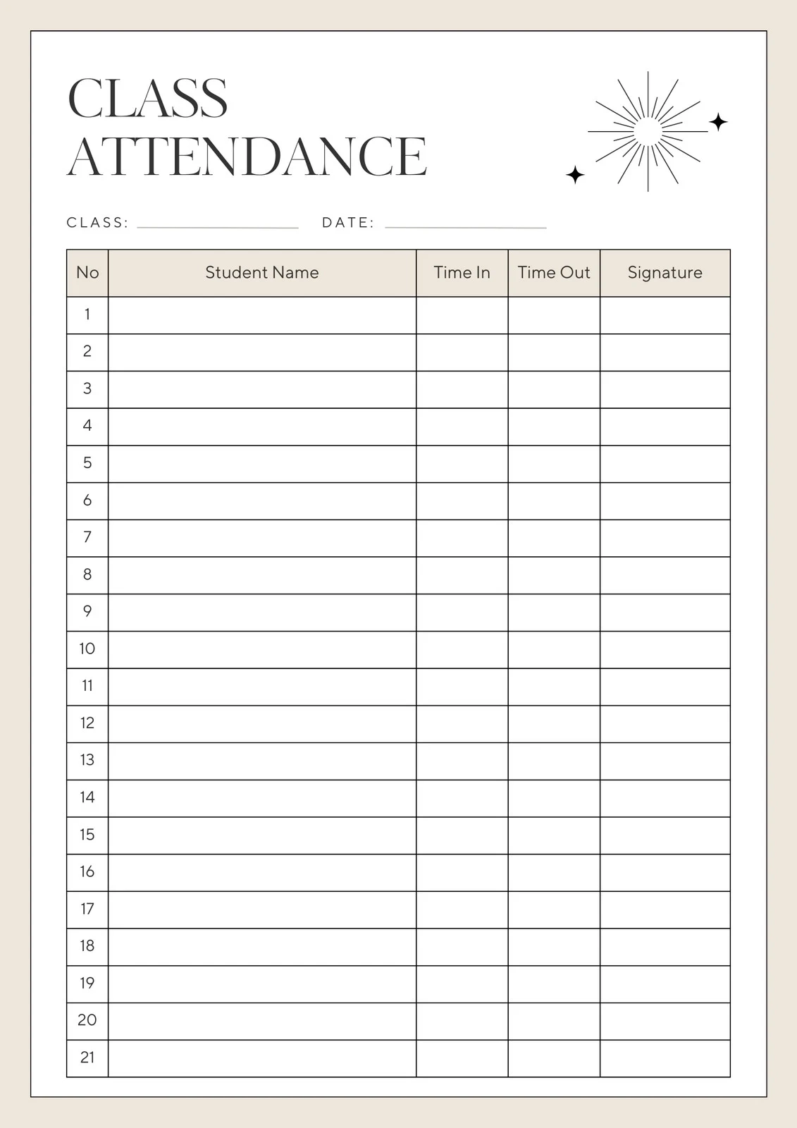 Free And Customizable Attendance Templates Free And Customizable Attendance Templates