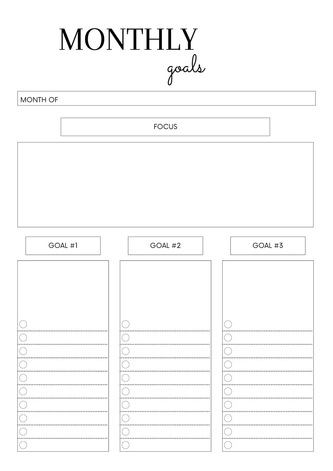 Free And Customizable Goals Templates Free And Customizable Goals Templates