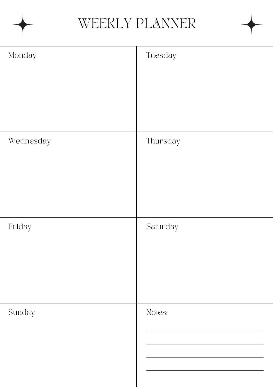 Free Online Printable Weekly Planner