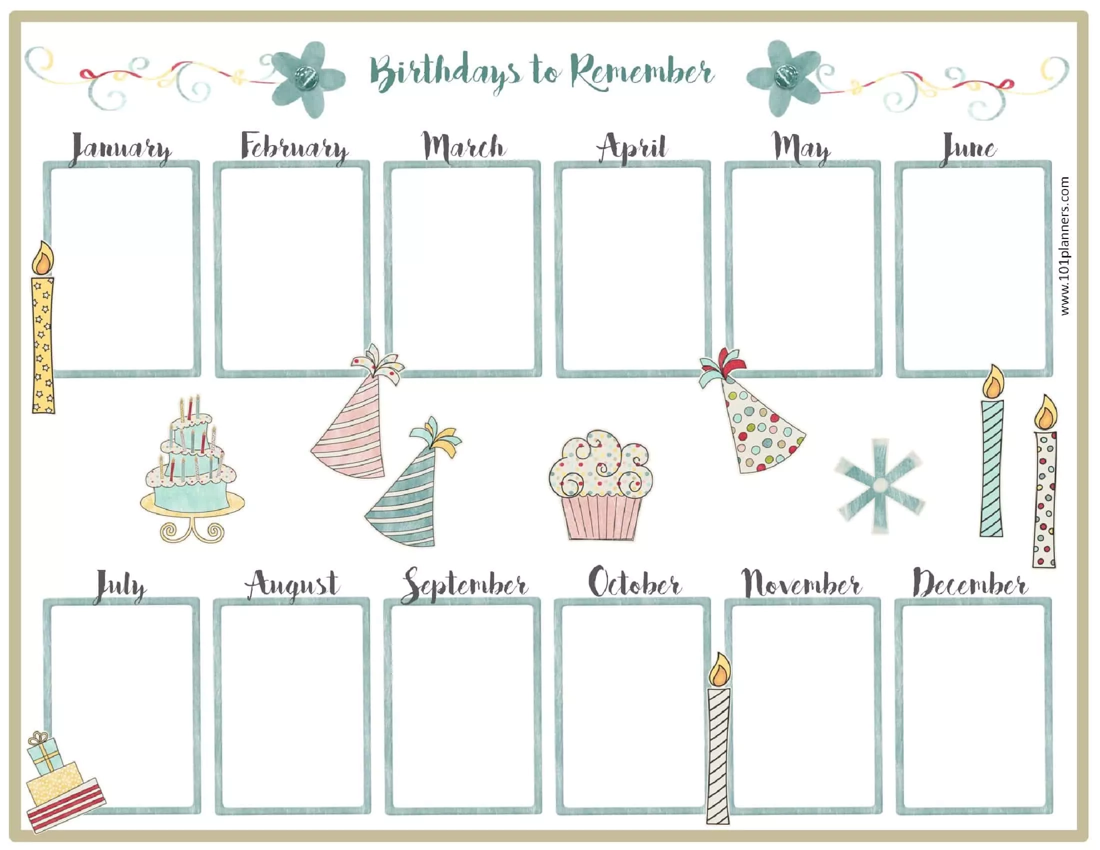Free Birthday Calendar Template Printable amp Customizable