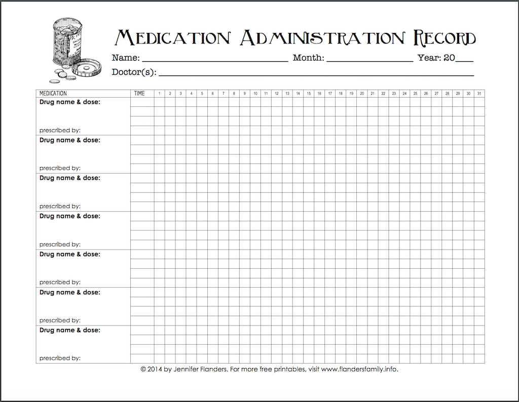 Free Chart For Keeping Track Of Medications Flanders Family Home 