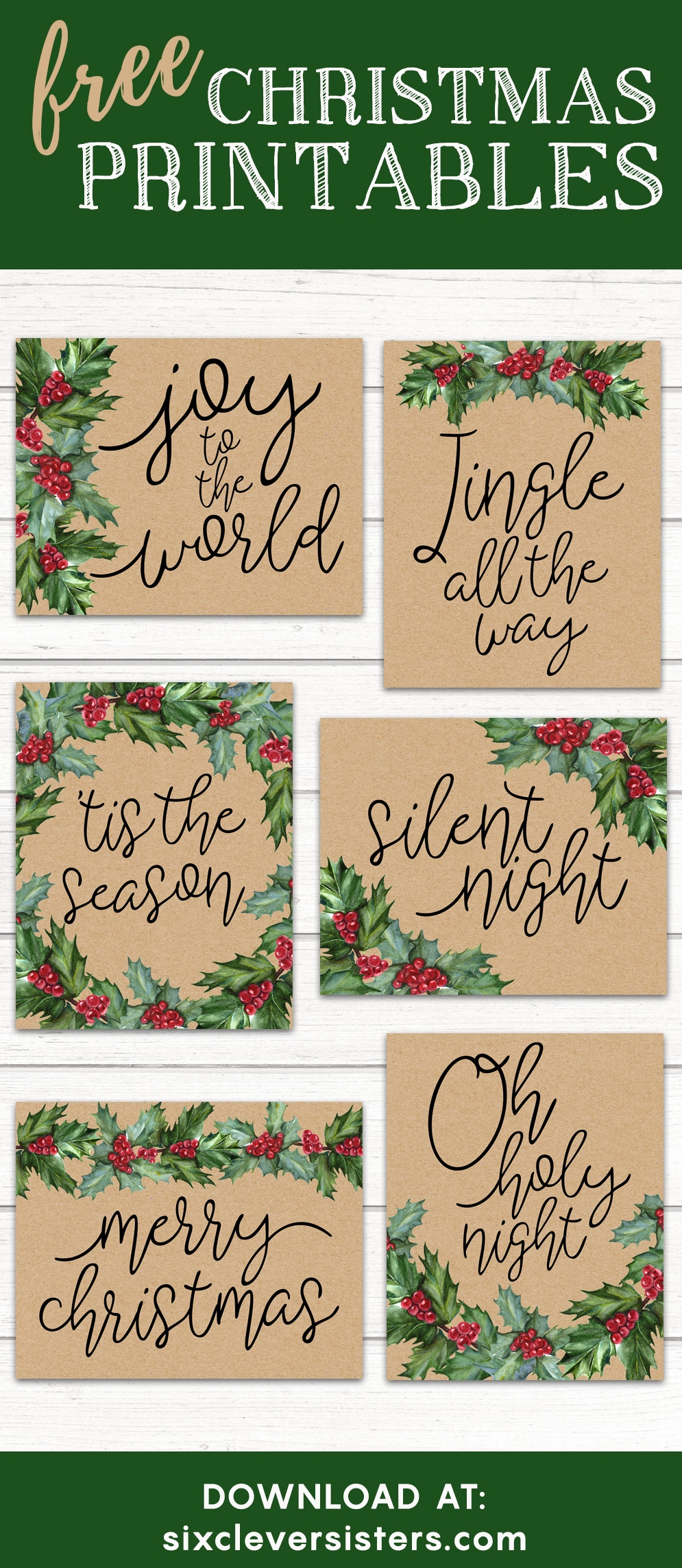 Free Christmas Printables Kraft Paper And Holly Six Clever Sisters Free Christmas Printables Kraft Paper And Holly Six Clever Sisters