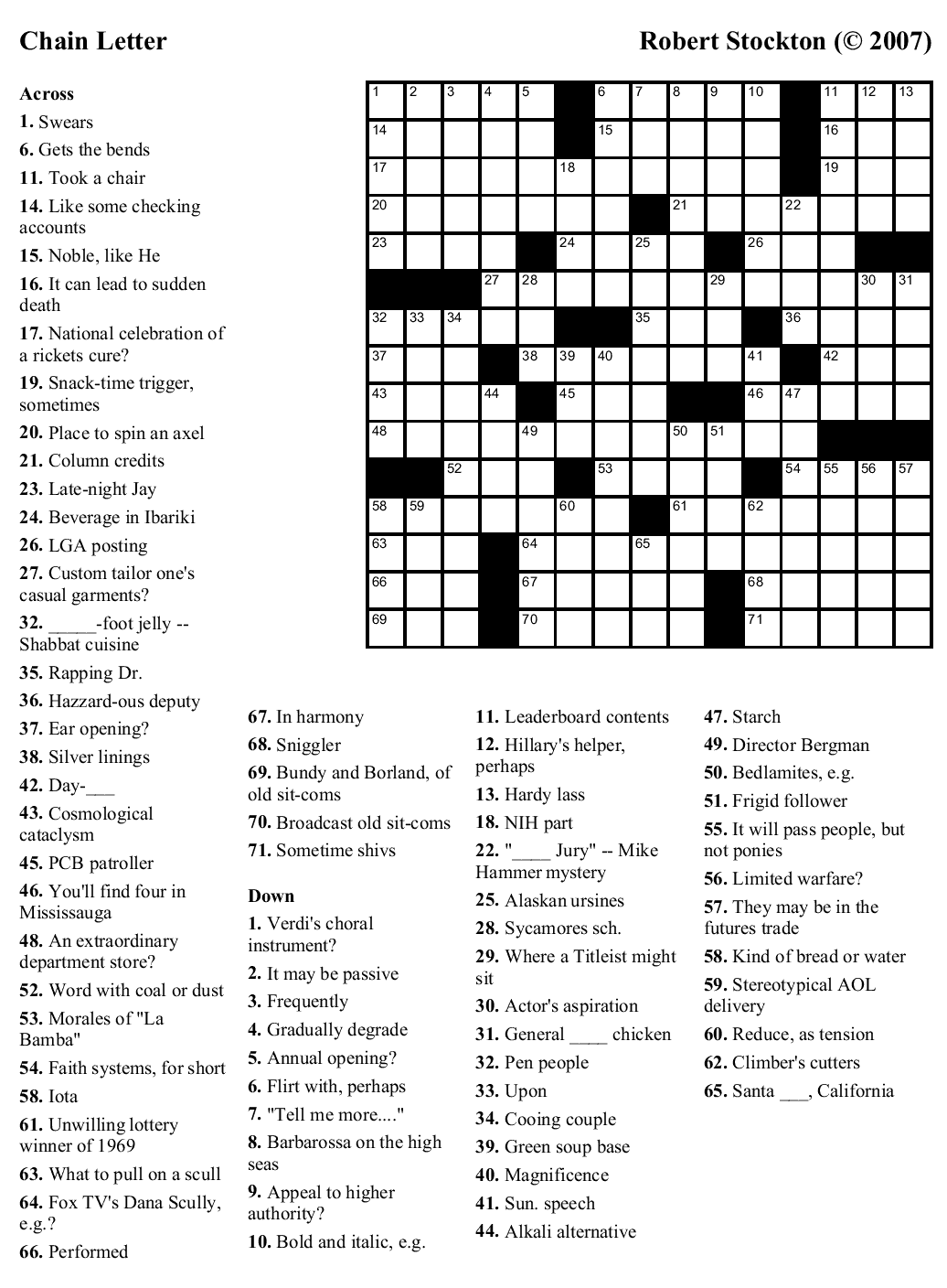 Tv Guide Crossword Puzzles Free Printable