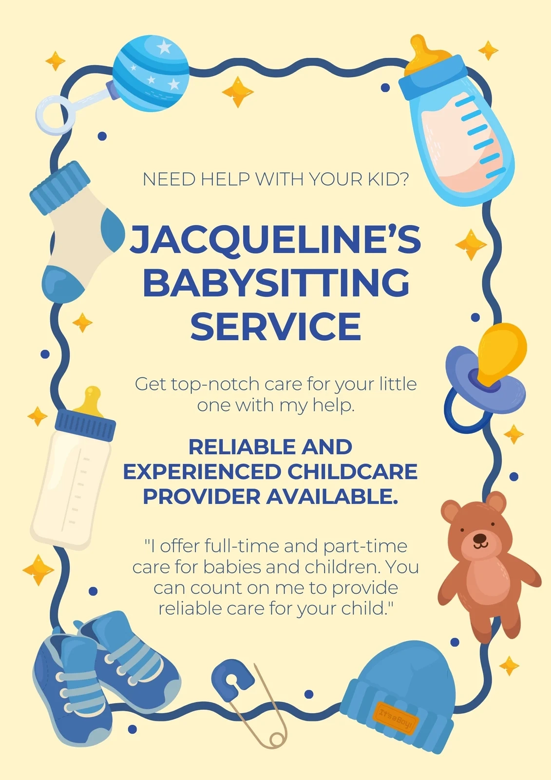 Need A Babysitter Printable Sign