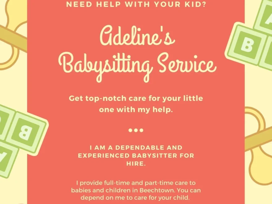 Free Custom Printable Babysitting Flyer Templates Canva