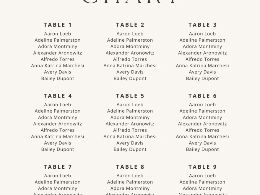 Free Custom Printable Wedding Seating Chart Templates Canva
