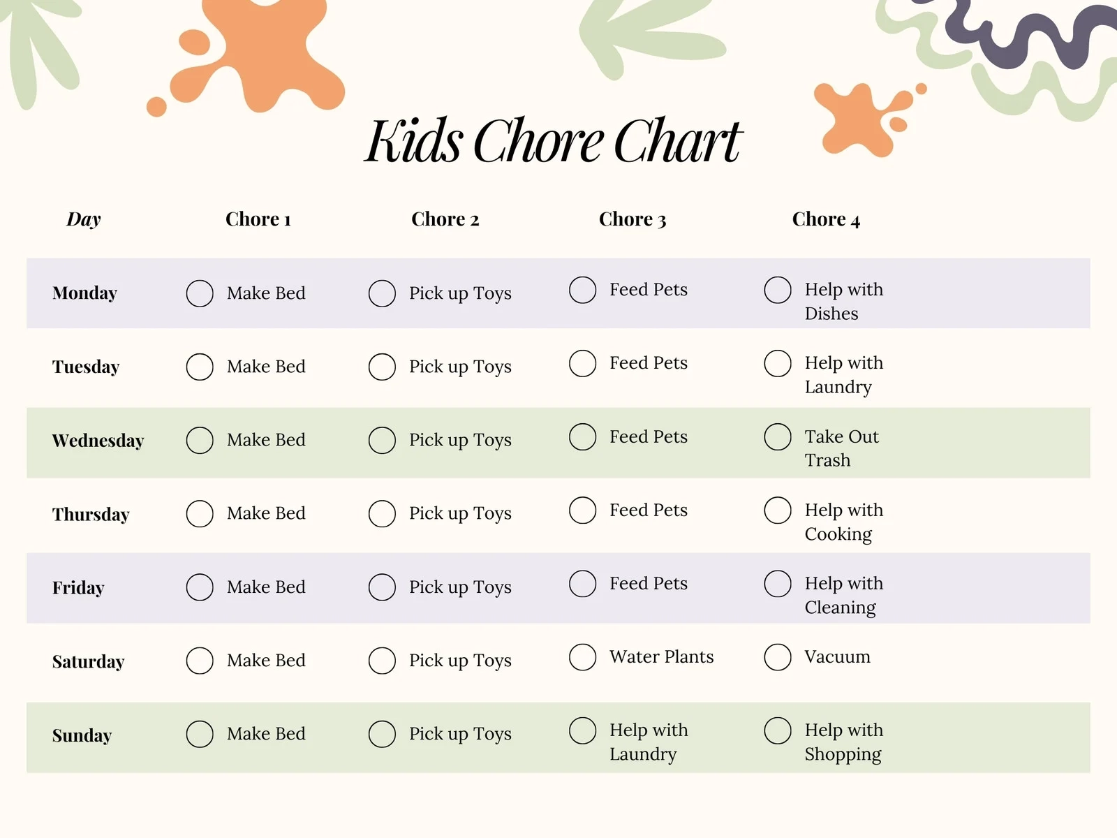 Free Customizable Chore Chart Templates To Print Canva Free Customizable Chore Chart Templates To Print Canva
