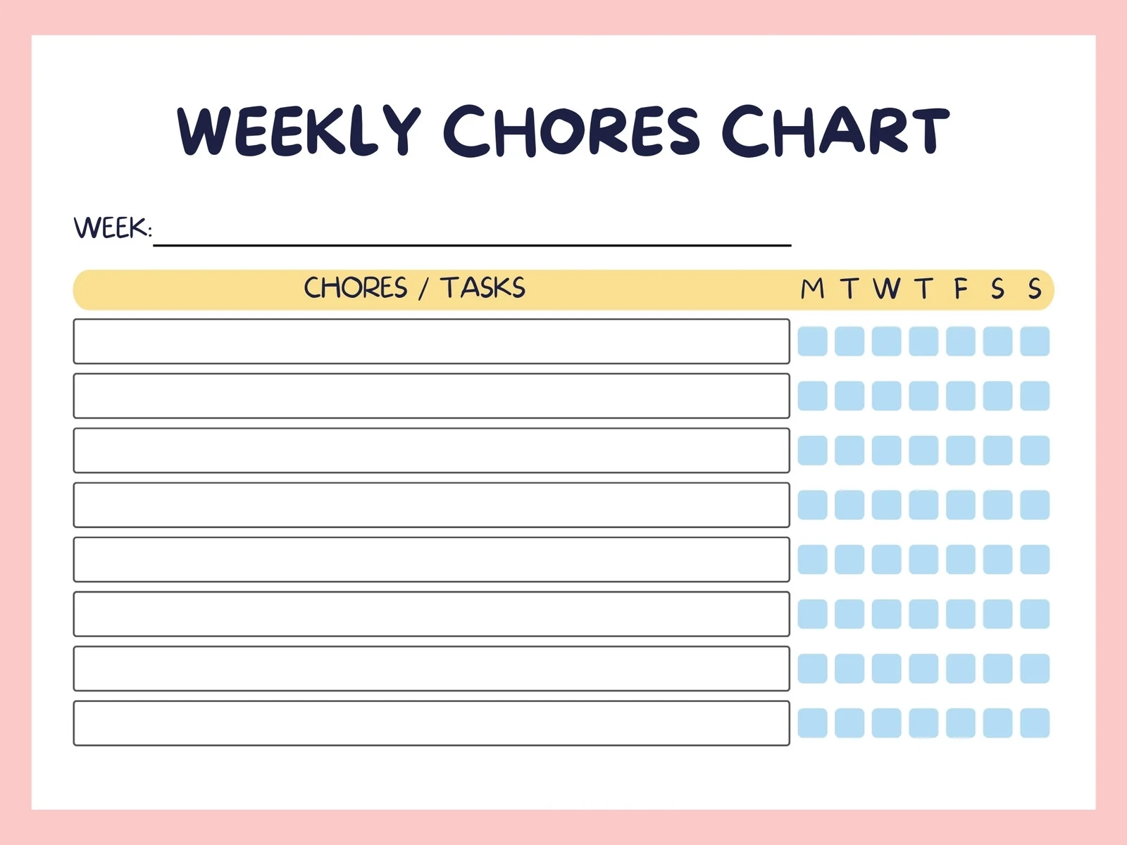 Printable Fill In Chore List Printable Fill In Chore List