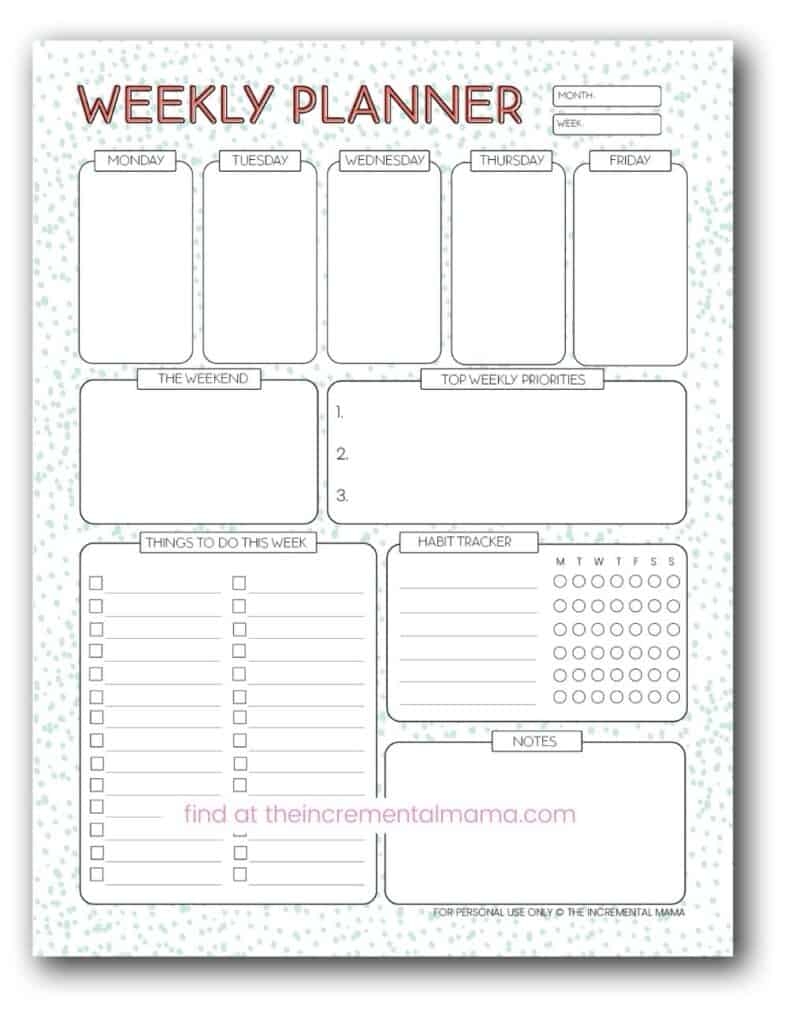 Cute Girly Weekly Planner Printable Cute Girly Weekly Planner Printable