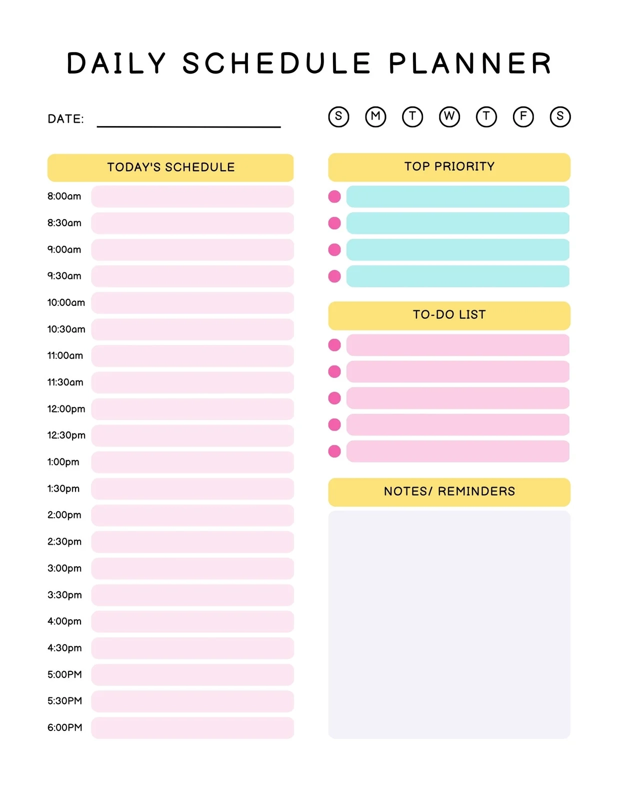 Printable Day Planner Schedules