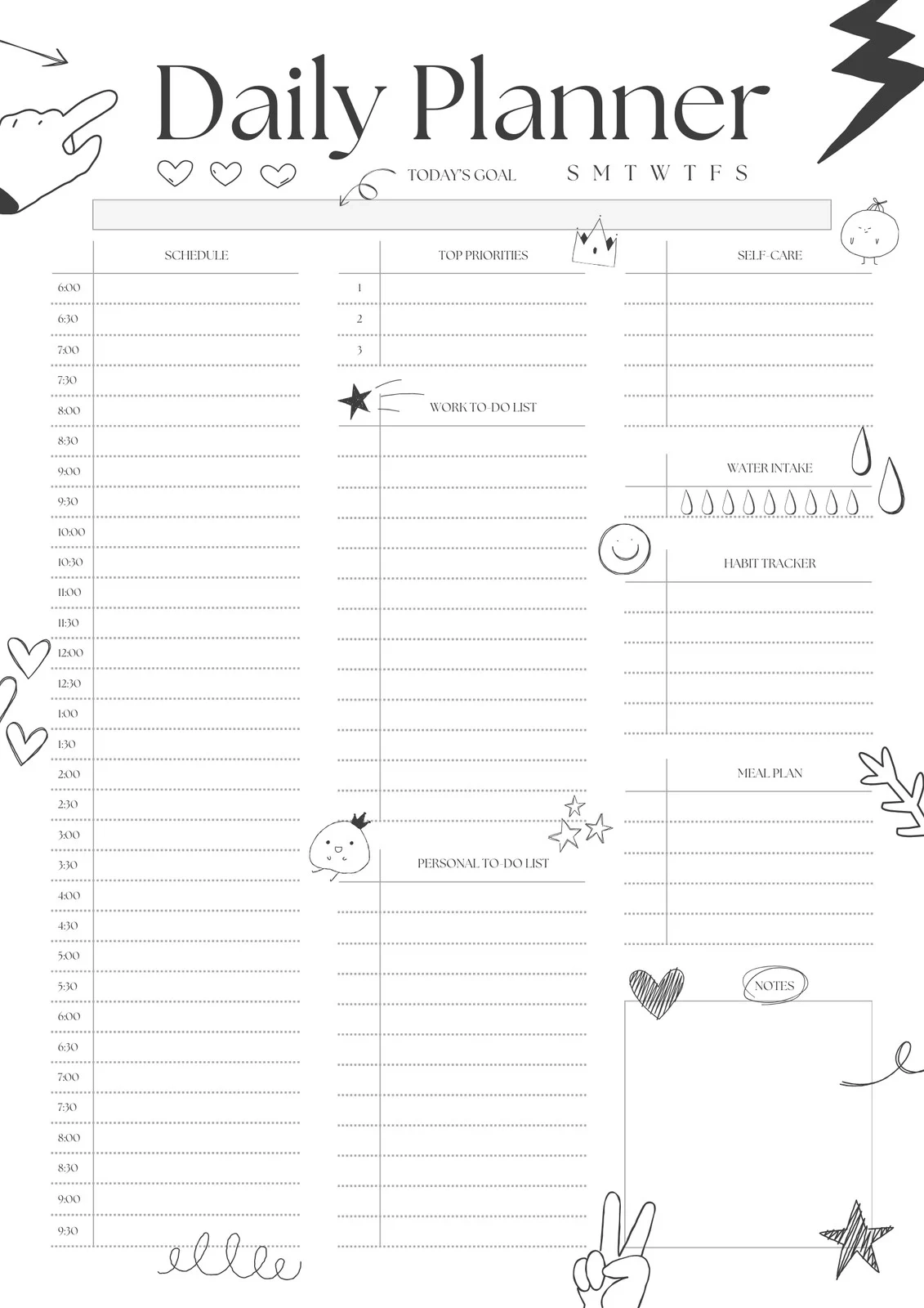 Printable Daily Planner And Journal Printable Daily Planner And Journal