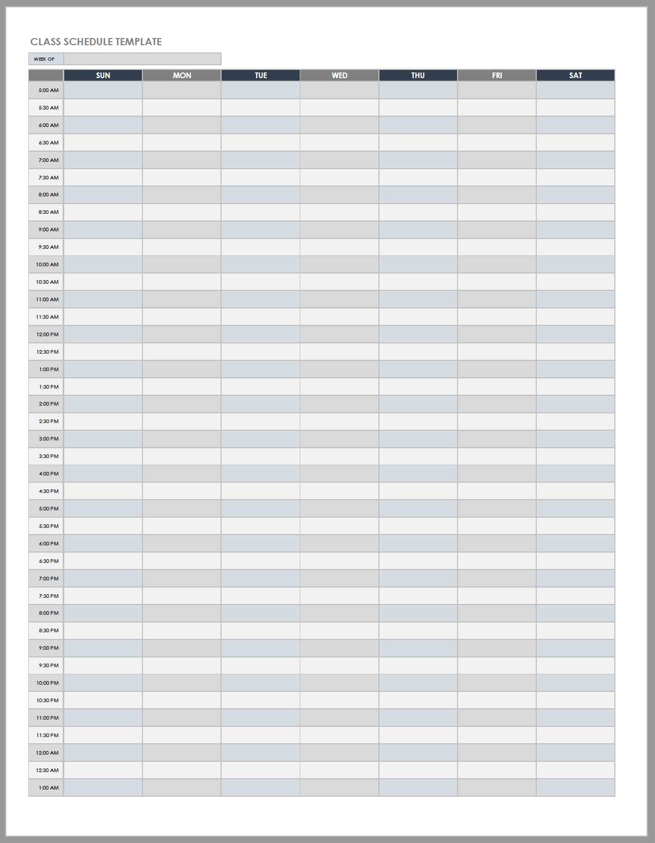 Printable Schedule With Times Printable Schedule With Times