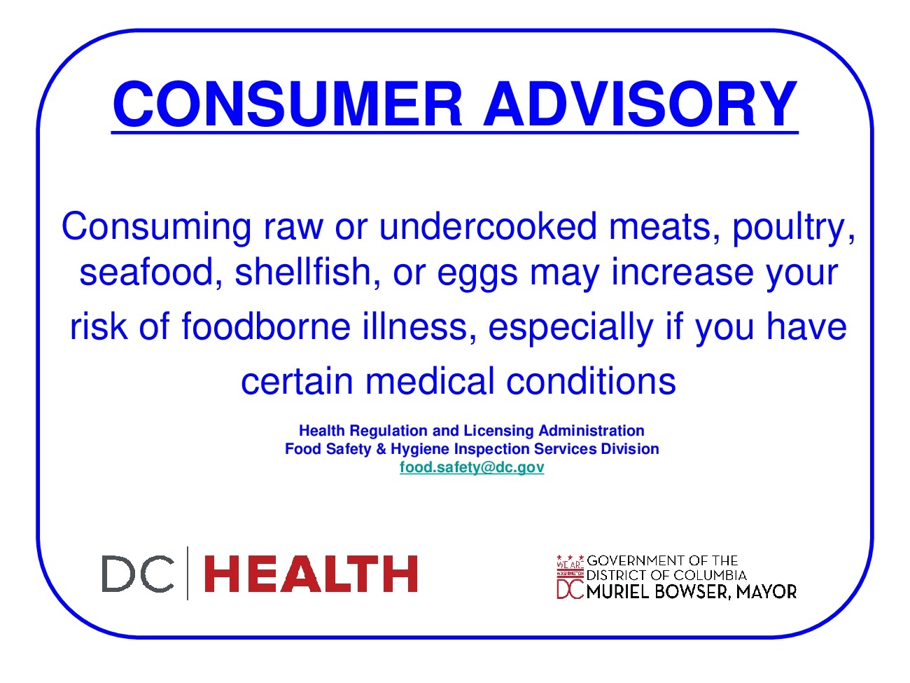 Free District Of Columbia Consumption Of Undercooked Food Labor 