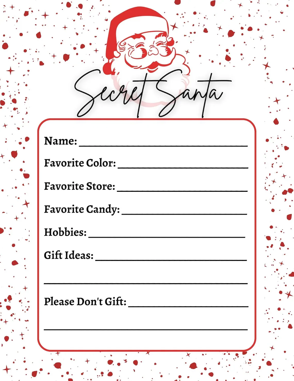 Free Download Free Printable Secret Santa Wish List Template Free Download Free Printable Secret Santa Wish List Template
