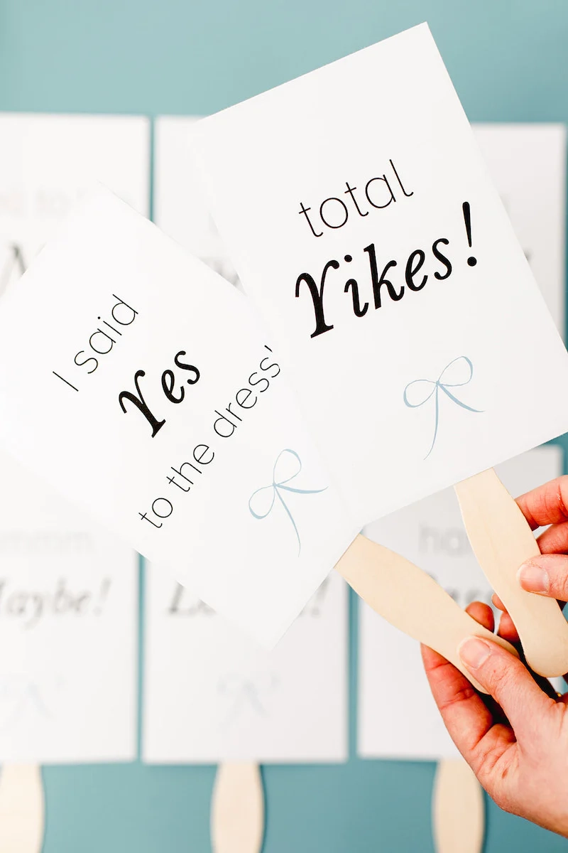 Free Download Wedding Dress Shopping Voting Cards