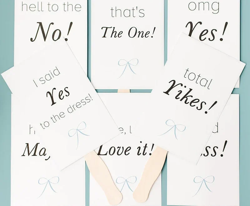 Free Download Wedding Dress Shopping Voting Cards