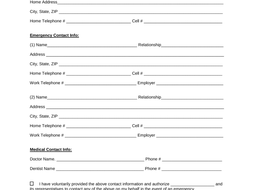Free Employee Emergency Contact Form PDF Word EForms