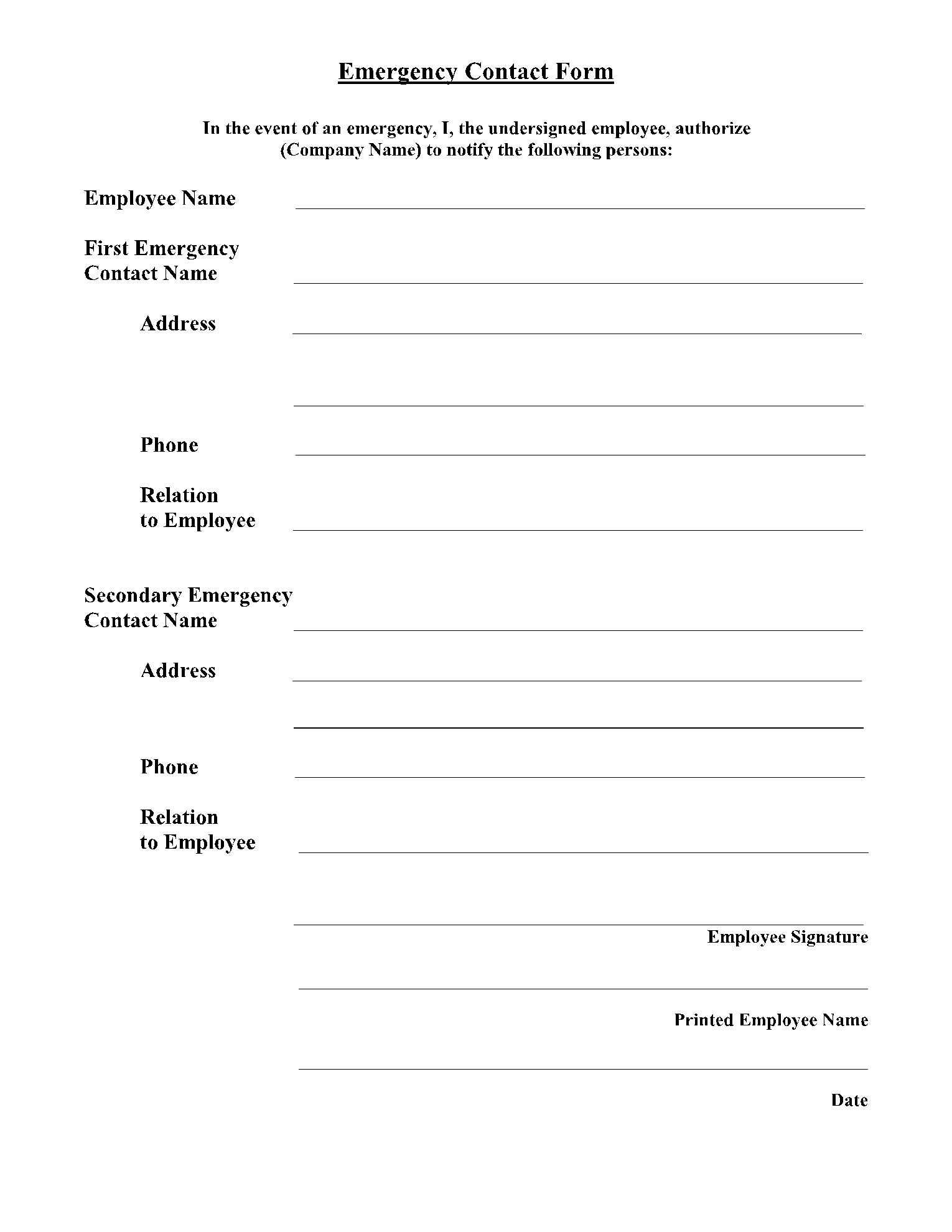 Free Employee Emergency Contact Forms PDF CocoSign Free Employee Emergency Contact Forms PDF CocoSign