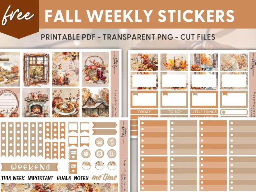 Free Fall Weekly Planner Stickers Printable Autumn Sticker Kit