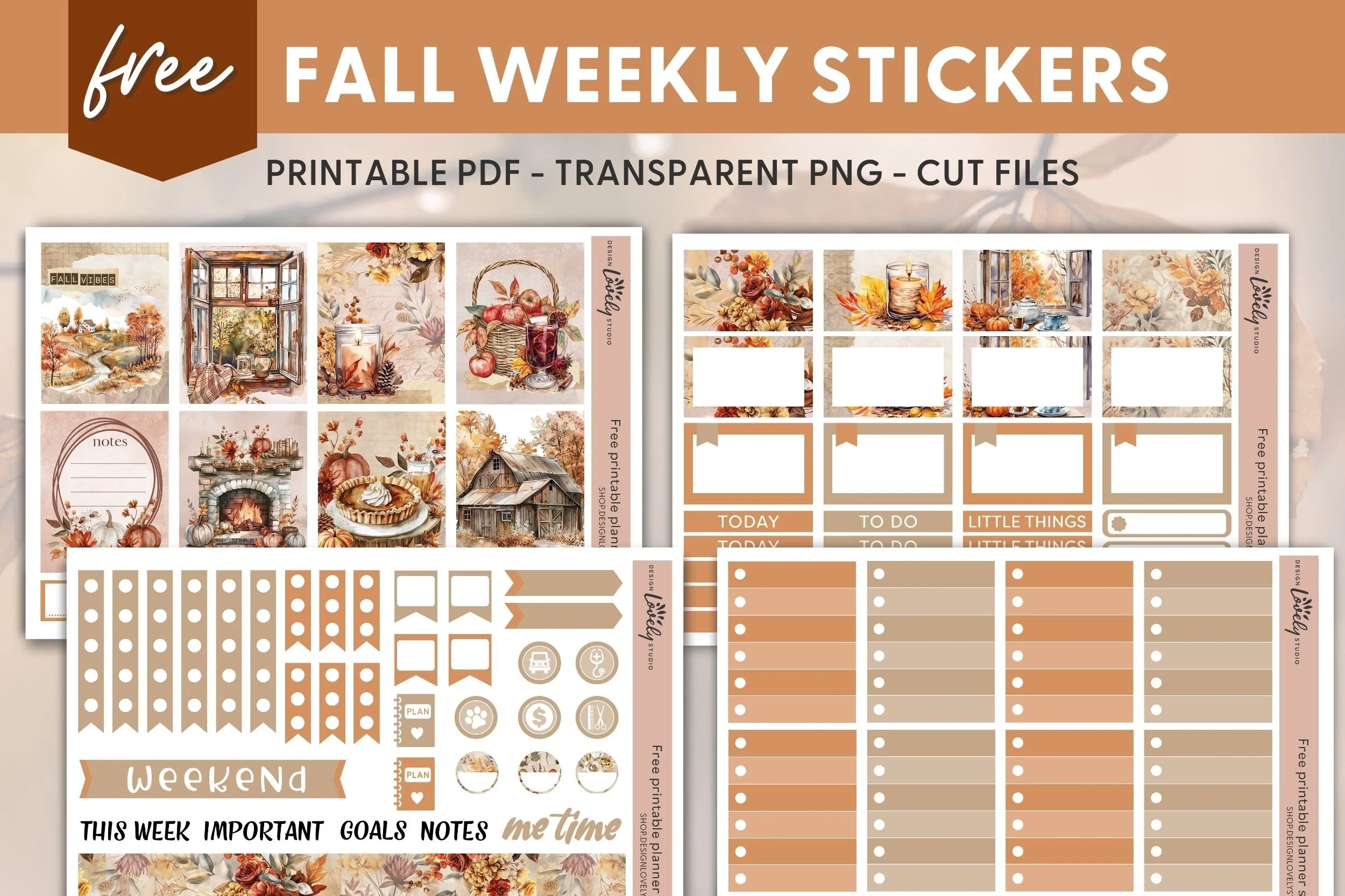 Free Fall Weekly Planner Stickers Printable Autumn Sticker Kit 
