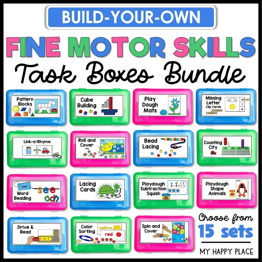 Free Fine Motor Skills Task Box Playdough Activity Cards