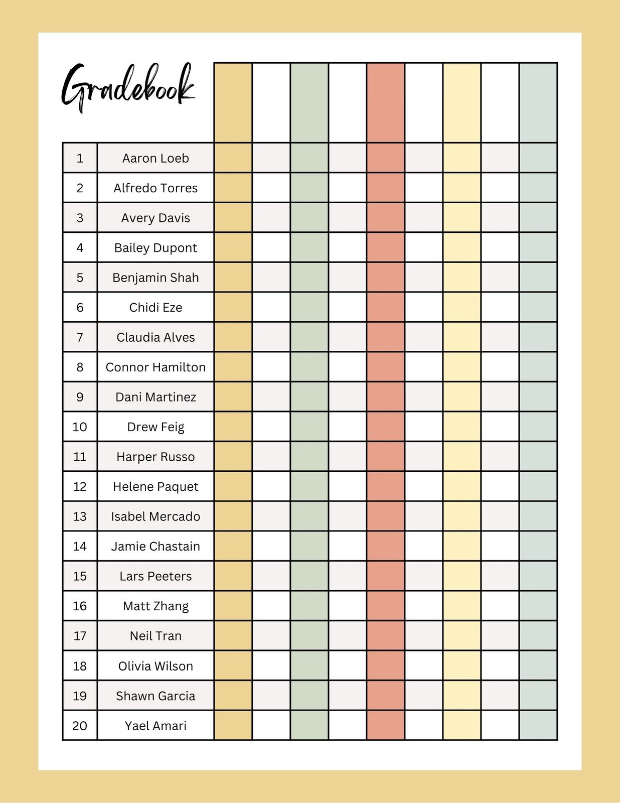 Free Teacher Grading Chart Printable Free Teacher Grading Chart Printable