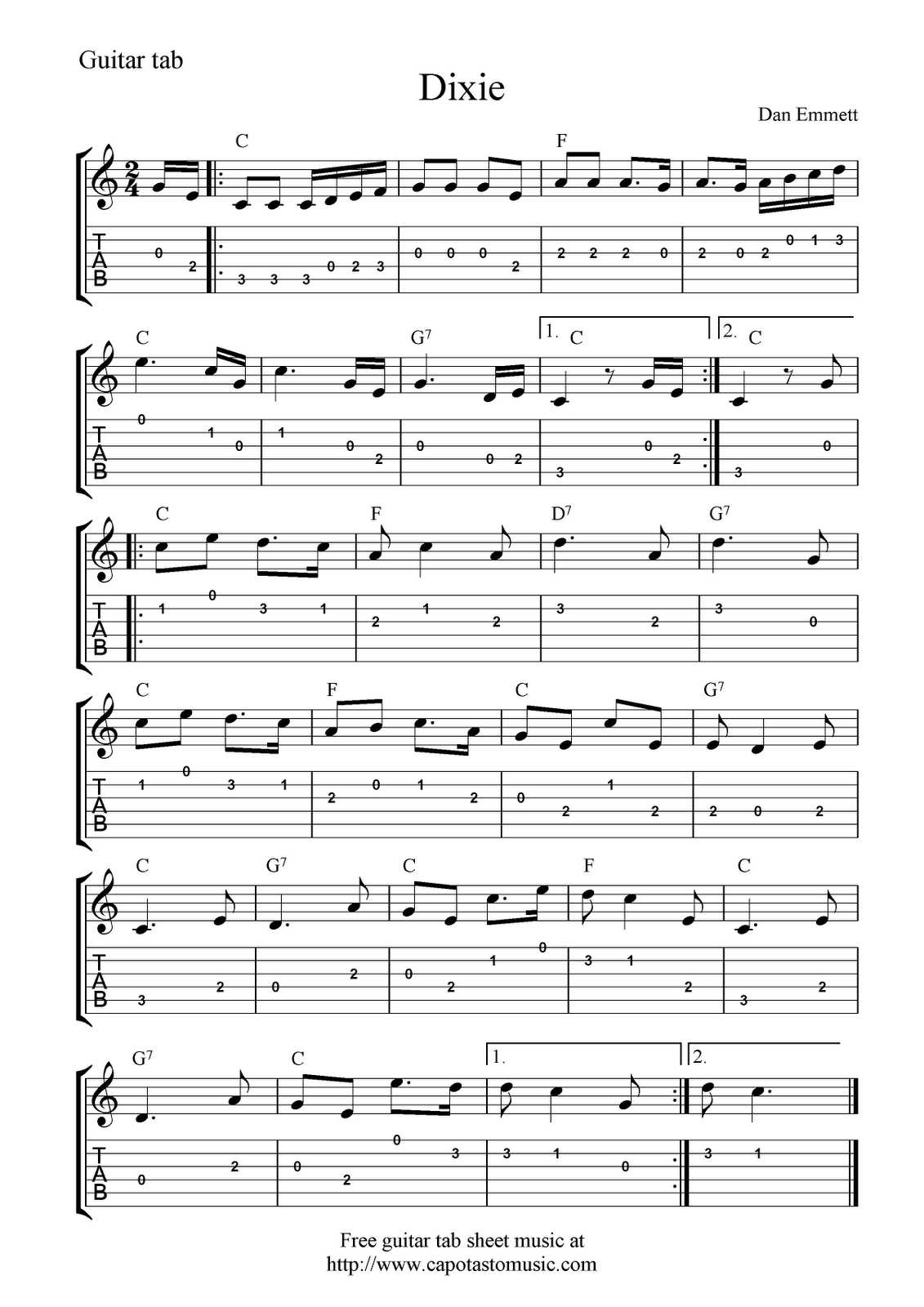 Free Guitar Tab Sheet Music Dixie Worksheets Library Free Guitar Tab Sheet Music Dixie Worksheets Library
