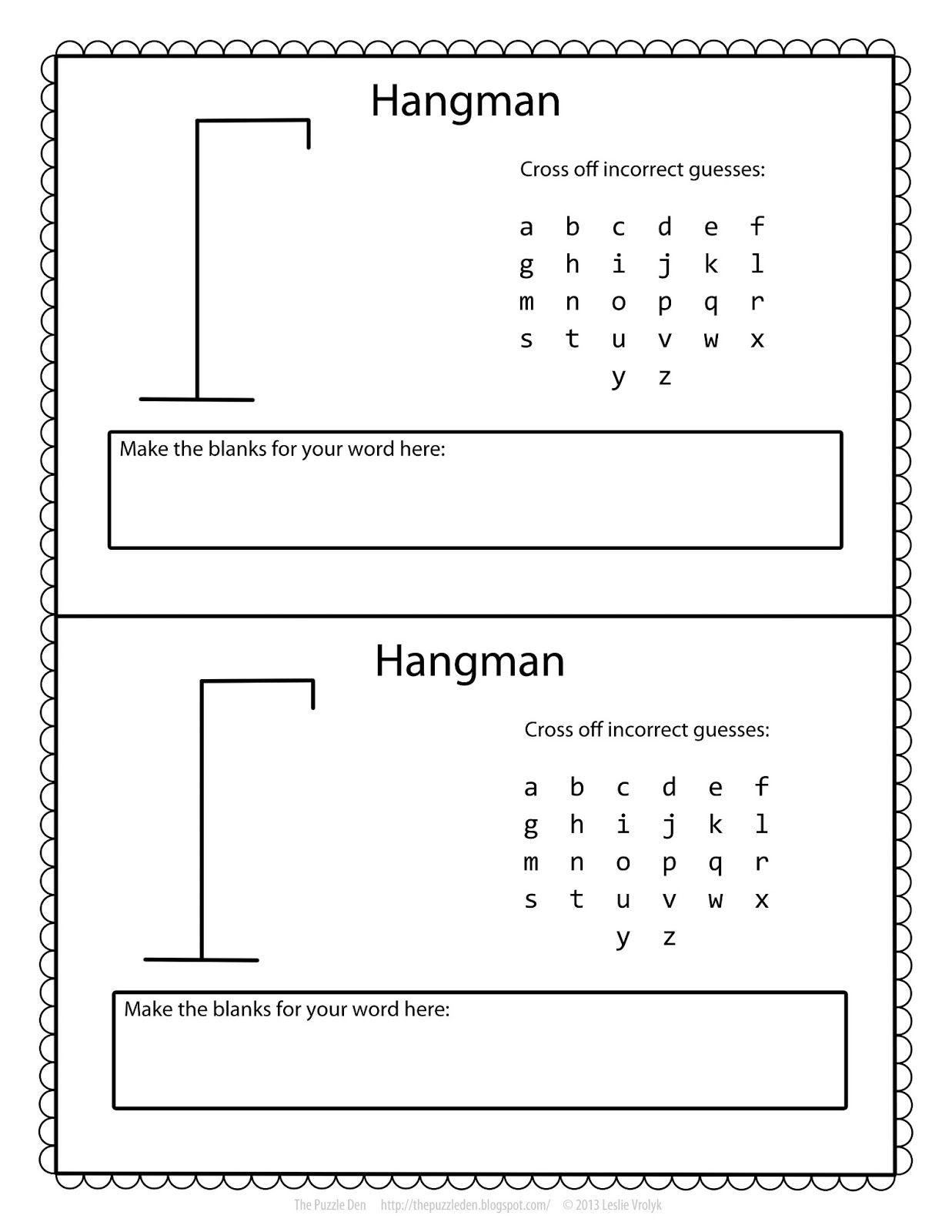 Free Hangman Template Free Hangman Template