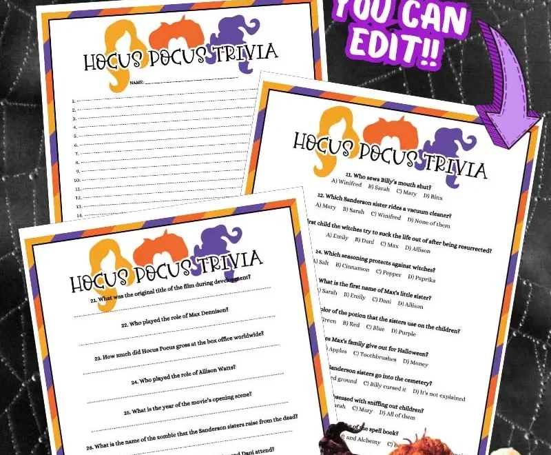 Free Hocus Pocus Trivia Questions And Answers Printable