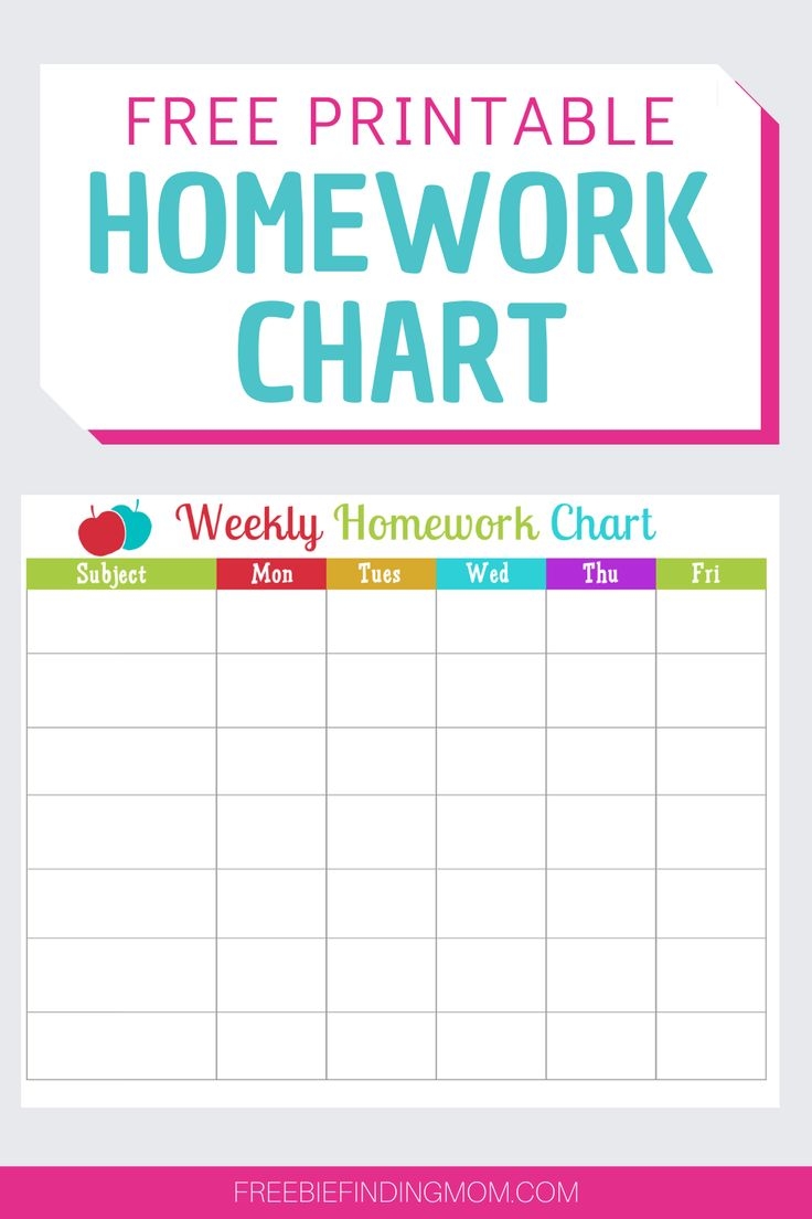 Free Printable Homework Chart