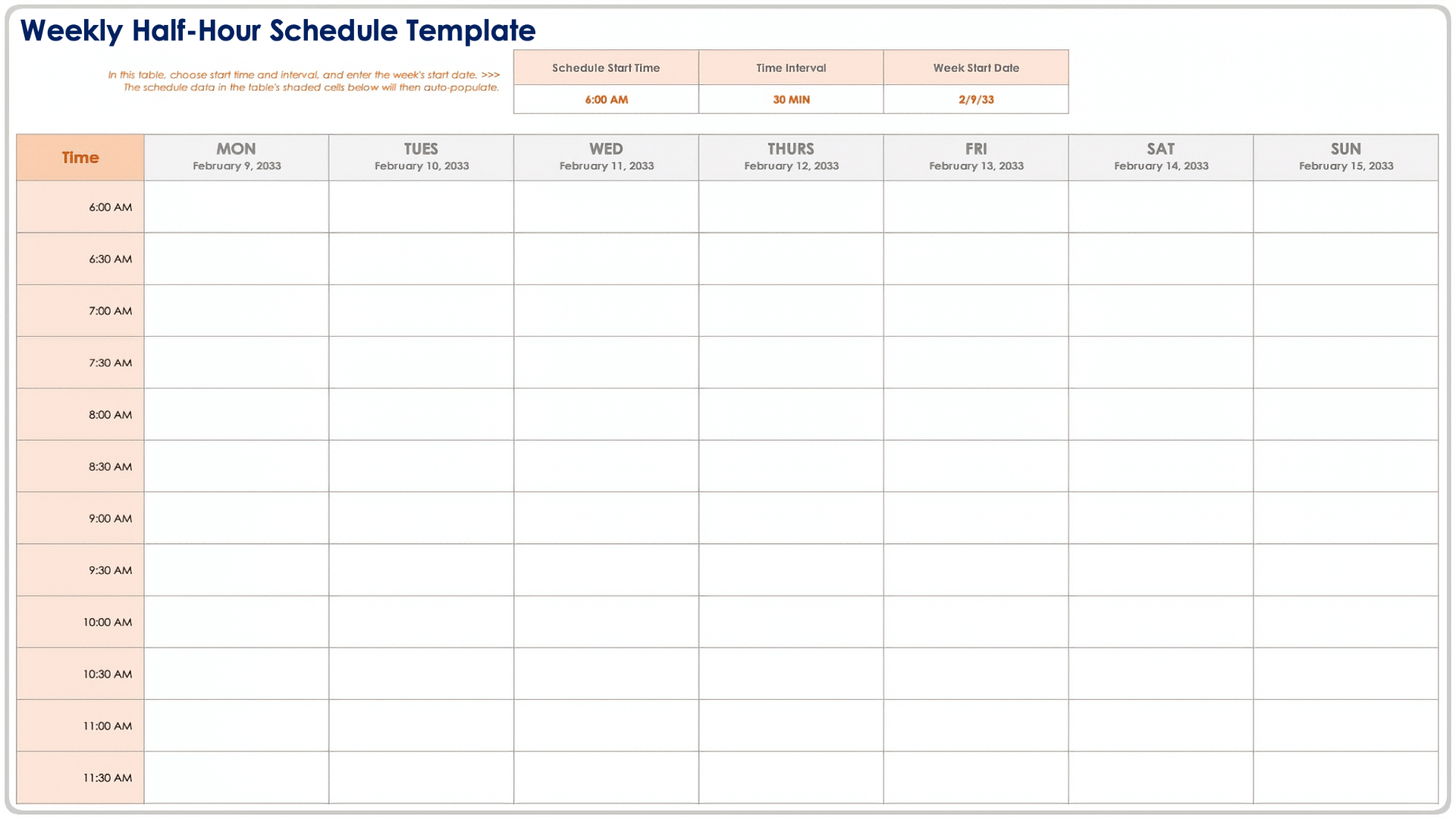Hourly Appointment Schedule Printable