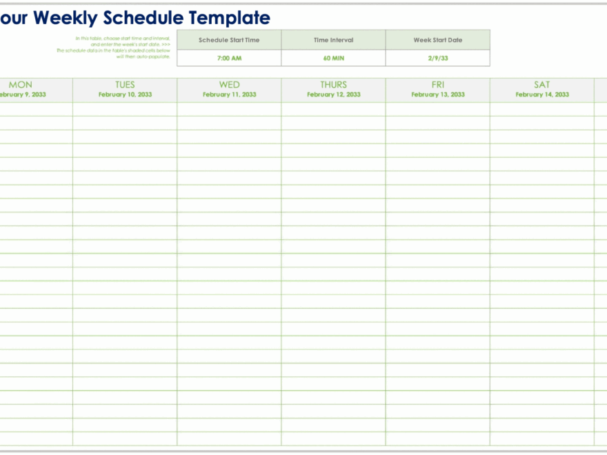 Free Hourly Schedule Templates All Formats Editable amp Printable