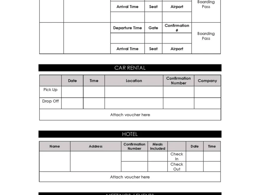 FREE Itinerary Template Editable And Printable