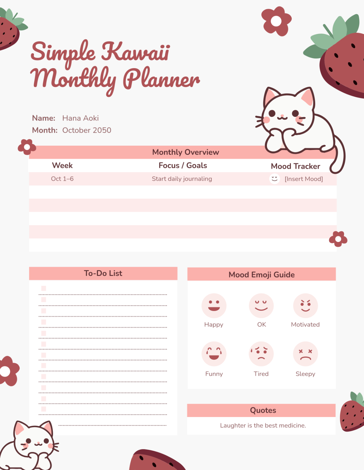 Free Kawaii Printable Planner Free Kawaii Printable Planner