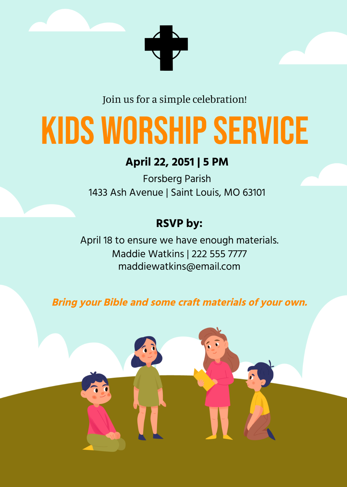 Free Kids Church Invitation Template To Edit Online